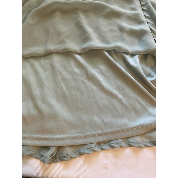 Birdy Grey Sage Green One-Shoulder Chiffon Maxi Dress Women XL Evening Gown Y2K - Picture 15 of 16